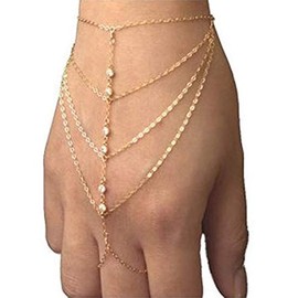 Furivy Pop Celebrity Chain Tassel Crystal Bracelet Slave Finger Ring Hand Harness