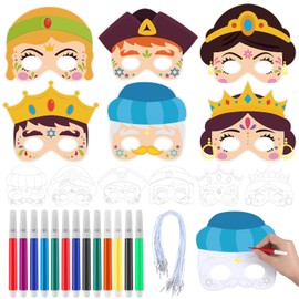 Liliful 30 Sets Color Your Own Crafts DIY Craft Kit Knight Jewish Mask Religious Bible Crafts for Fun Activity Party Favor(Purim Story)