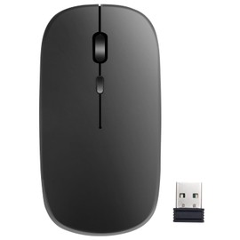 Wireless Mouse, Wireless Mouse, Thin, Quiet, USB, Wireless Mouse, Compatible with Mac, Windows, PC, MacBook, Black (Refurbished)