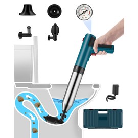 Gofuch Eletric Toilet Plunger, High Pressure Air Drain Blaster Plunge Blaster with Visual Barometer, Versatile Home Powerful Plunger for Toilets, Bathroom, Drain Sink, Kitchen Pipes Clog,Green