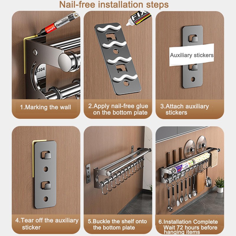 VaNaeni Hanging Wall Mount Knife Wall Mount,Kitchen Utensil Hanger,Space-Saving Kitchen