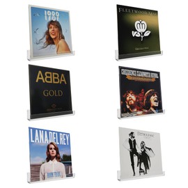 Dezeqo 6 Pack Vinyl Record Wall Mount Shelves, 12'' Clear Acrylic Vinyl Record Holder Display Shelf, Floating Vinyl Record Shelf, Kids Book Shelf, Floating Wall Shelves for Bathroom Bedroom Kitchen