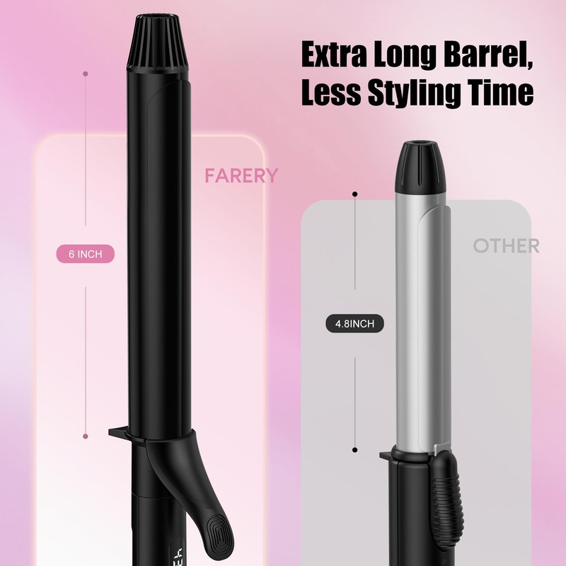 FARERY Long Barrel Curling Iron 1 1/4 inch, 1.25 Inch