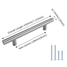 Kitchen Cupboard Door Pulls, LS201BSS, T-Design, Hollow Stainless Steel, Screws, Pack of 10