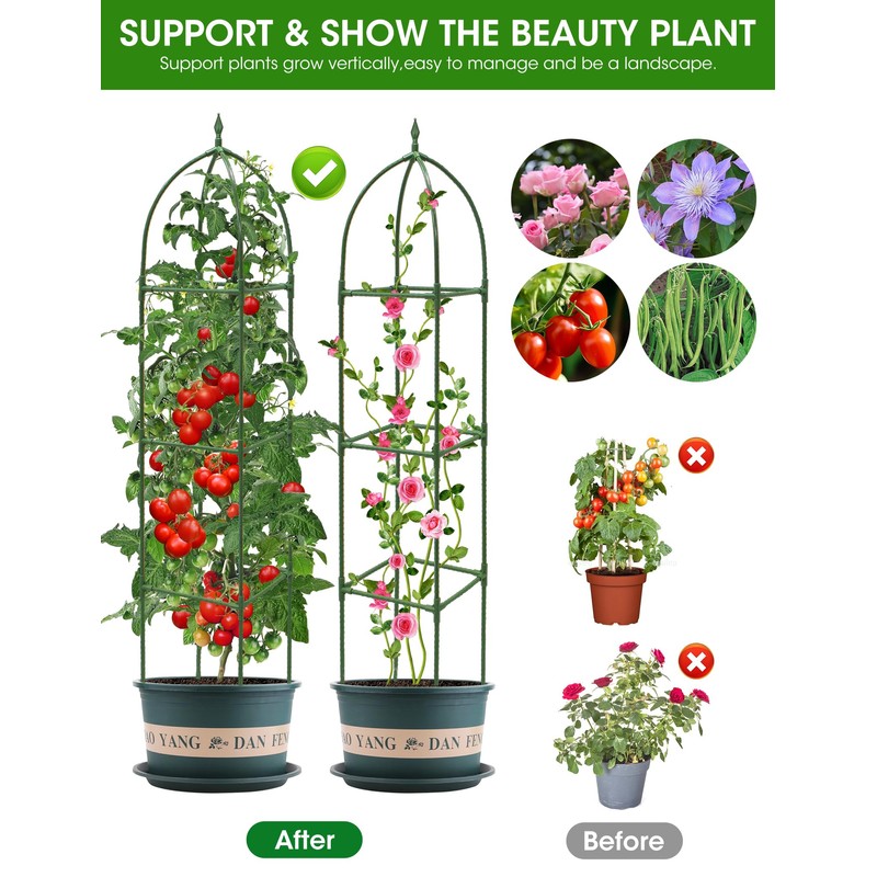 Garden Obelisk Trellis for Climbing Plants, 6FT Rustproof PE Coated