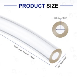 sourcing map PVC Tubing, 0.8mm ID x 1.5mm OD - 13 Feet Long Clear Vinyl Water Pipe, Lightweight Plastic Flexible Water Pipe for Aquaponics, Air Hose, Irrigation
