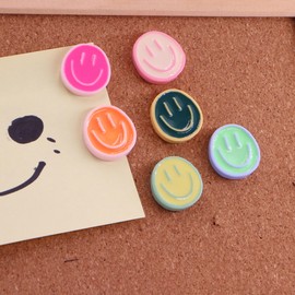 24 Smiley Face Decorative Push Pins, Cute Bulletin Board Push Pins, Thumbtacks for Cork Boards, Office Organization, or Home Décor