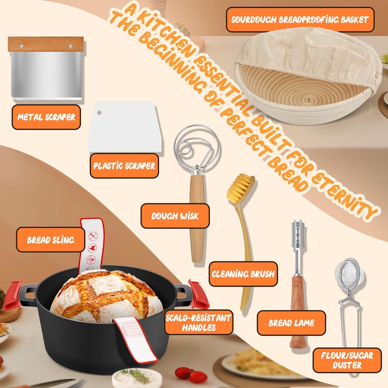 Cast Iron Dutch Oven for Bread Baking, Banneton Bread Proofing
