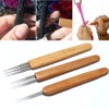 BLUPLE 3Pcs/Set(1Hook,2Hook,3Hook) Bamboo Dreadlock Crochet Hook Dreadlocks Crochet Needle with