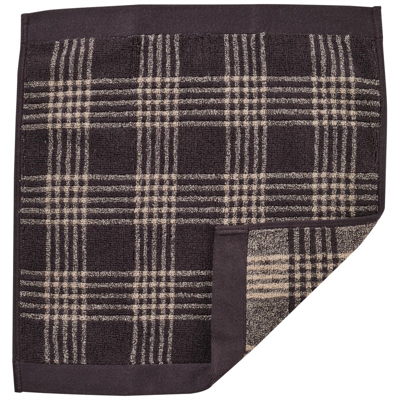 MUJI 83431921 Soft Pile Hand Towel (Pattern), Dark Brown Checker,