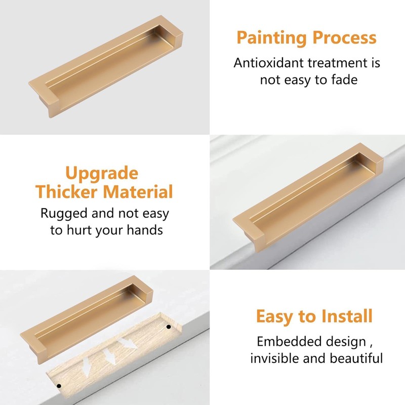 MOROBOR Tatami Hidden Door Handles, 4pcs Embedded Handle Recessed Finger