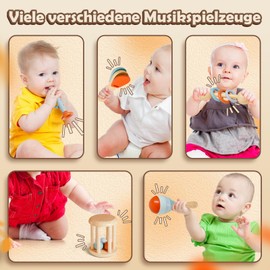 Arbolisse Arbolisse Montessori Baby Spielzeug 3 6 9 Monate, 5pc Holzspielzeug Spielzeug ab 1 Jahr, Montessori Spielzeug ab 6 Monate bis 1 Jahr, Baby Musikspielzeug Sensorisches Training lernspielzeug ab 1 Jahr