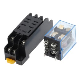 YEAHSO 1Set 12V 24V 36V 110V 220V 380V DC/AC 10A 8PIN Coil Power Relay DPDT HH62P HHC68A-2Z with Socket Base (Size : Silver)
