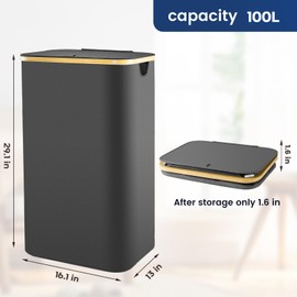 Laundry Hamper With Lid 100L, Clothes Hamper for Laundry with Removeable Laundry Bags, Laundry Basket for Bedroom, Laundry Room, Dirty Clothes Hamper