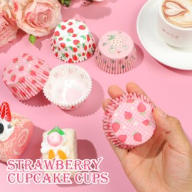Glavatrix Cupcake Liners for Baking, 100Pcs Strawberry Cupcake Liners Standard Size 2 Inch Muffin Liners Disposable Cupcake Holders Baking Cups Cupcake Wrapper for Wedding Birthday Party Favor,1 Box