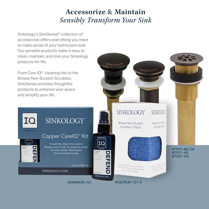 Schrodinger Copper 19" Oval Dual Flex Bath Sink with Care