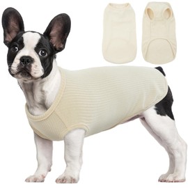Dog Jumper – Chihuahua Clothing for Small Dogs Puppies Vest, Soft Breathable Dog Pyjamas Basic Clothes Dog Clothing for French Bulldog Pomeranian Maltese Dog, Beige, S