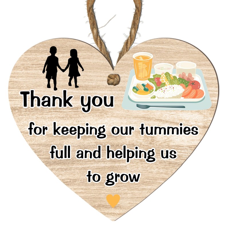 Thank You Dinner Lady Heart Plaque - Exquisite Handcrafted Wooden