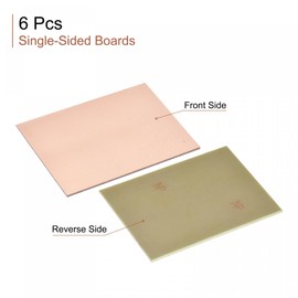 sourcing map PCB Copper Clad Board Laminate 100mm x 70mm x 1.5mm FR4 Glass Fiber Single-Sided for Circuit Projects, Pack of 6