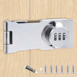 Cabinet Lock, Hasp with Numeric Password 3.5 Inches, Lock for Cupboard for Small Doors, Cabinets, Barn Door, Bathroom, Outdoor, Garage, Garden