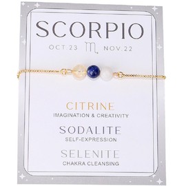 COLORFUL BLING Zodiac Bead Bracelets Healing Crystal 12 Constellation Natural Stone Chakra Stretch Adjustable Bracelets Birthstone Anxiety Relief Beaded Bracelets for Women Girls Horoscope Jewelry,