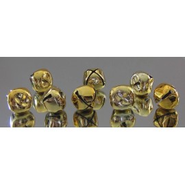 Unbranded 8 Miniature Shiny Gold Jingle Bells Metal Christmas Ornaments Ringing