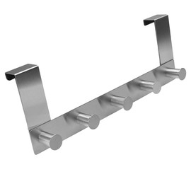 VonBueren Door Coat Rack for Hanging, Stainless Steel, 30 cm, 5 Door Hooks as Door Hook Rail, Suitable as Clothes Hook for the Door, Door Coat Rack