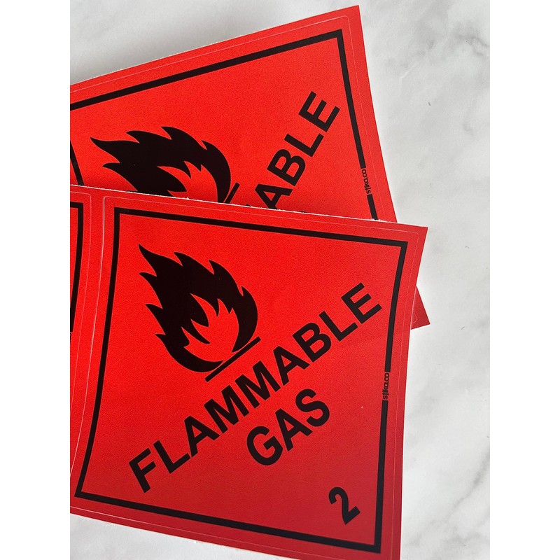 Pack of 2 HazChem Flammable Gas 2 100mm red HSE