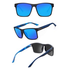Hxnvzf Polarized Sunglasses for Men Women Driving Fishing Mens Sunglasses Rectangular Vintage Sun Glasses Deep Blue Lens/Matte Black Frame