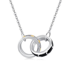 CHENGHONG Double Circle Necklace for Women Men 925 Sterling Silver Sun and Moon Necklace Jewelry Gifts