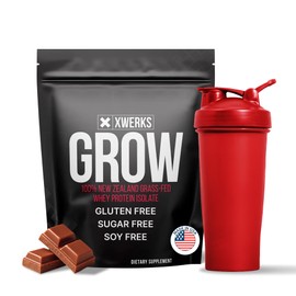 Xwerks Grow Whey Protein Powder, 25g Pure Isolate Protein from New Zealand Grass Fed Cows, Builds Strength and Speeds Recovery, Paleo and Keto Friendly, Soy and Gluten Free, Chocolate, 30 Servings