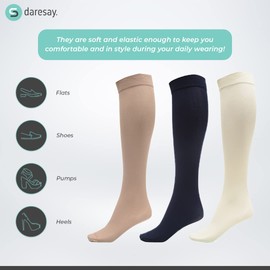 DARESAY Paquete de 6: Calcetines para pantalones para mujer, calcetines hasta la rodilla para mujer, talla 9-11, calcetines para pantalones de talla grande, calcetines de vestir para mujer, Real, One