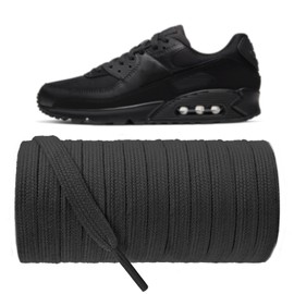 NDTEZUGT Flat Shoelaces for Air Max 90&1 Running Sneakers, 5/16"(8mm) Cotton Shoe Laces Replacement Strings (Black,54"/140cm)