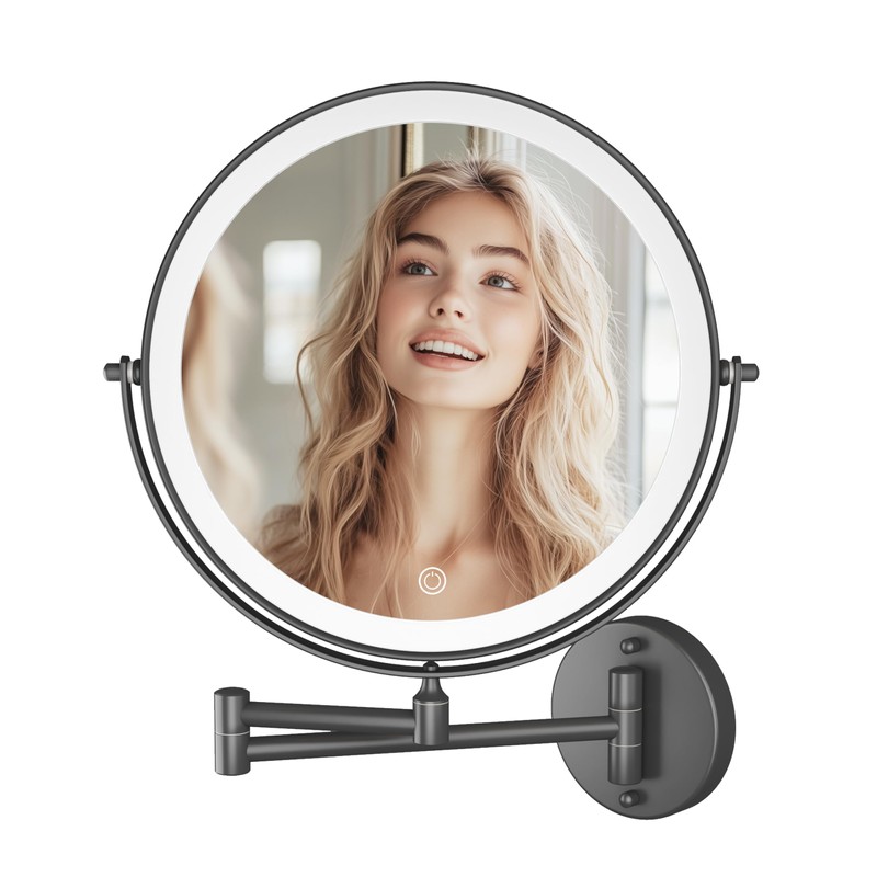 Hasipu 10-Inch Wall Mounted Makeup Mirror with Magnification, Rechargeable 3000