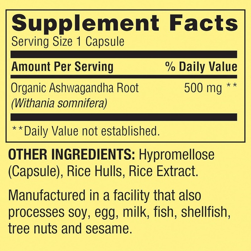 BASKETGOODS Spring Valley Ashwagandha- 500mg Root Powder, 60 Capsules (Pack