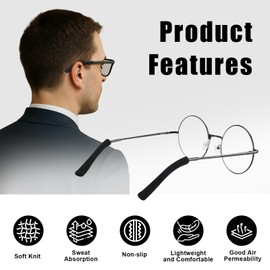 YFANITI 3 Pairs Glasses Ear Cushion,Soft Knitting Cotton Arm Cushion for Glasses Behind Ear,Anti Slip Eye Glass Ear Grips,Eyeglasses Temple Tips Sleeve Protectors