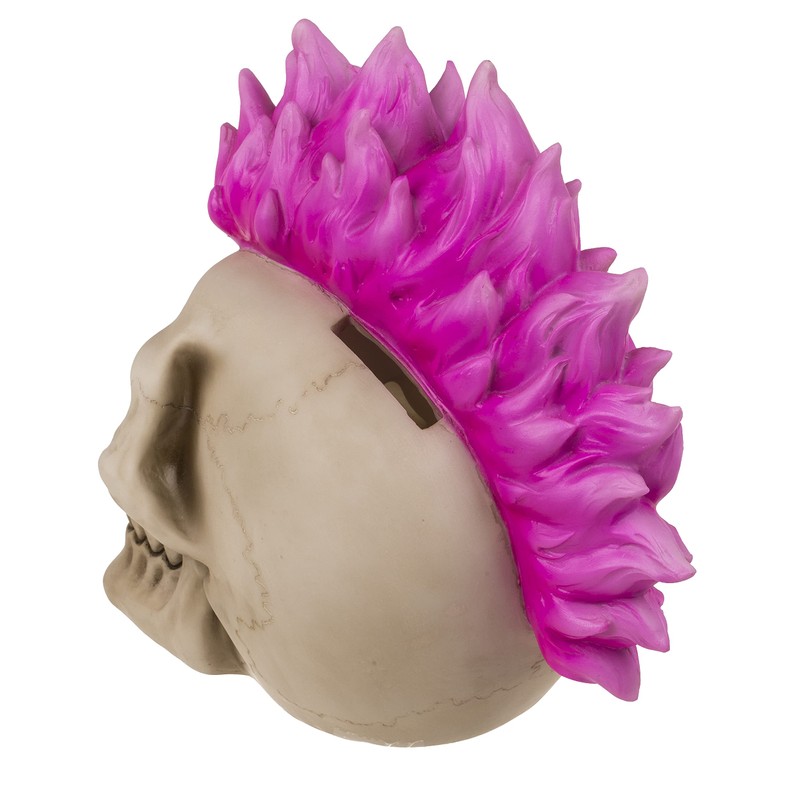 Money Box in Skull Design (Skull with Mohawk Neon Pink)