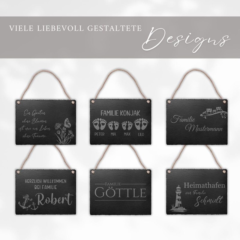 Slate Signs with Cord and Your Individual Engraving | Personal