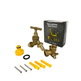 Wärmer System Water Bibcock Tap 1/2 inch BSP with Brass Wall Plate Fixture BS1010-2