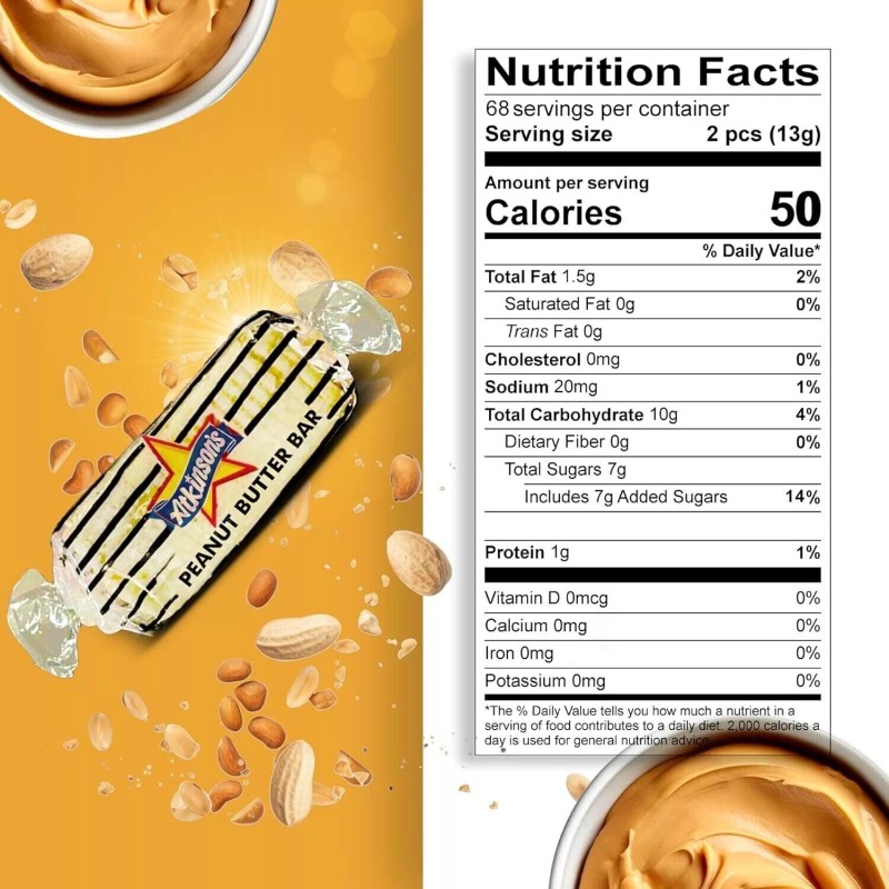ATKINSON'S Peanut Butter Bars Old Fashioned Bulk Delicious Candy (4