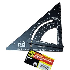 PTI Adjustable Rafter Roofing Square 7-Inch, Aluminum Alloy, Metric & Imperial Carpenter Square Set, Precision Speed Square Carpenter Pencils Woodworking Tool Set