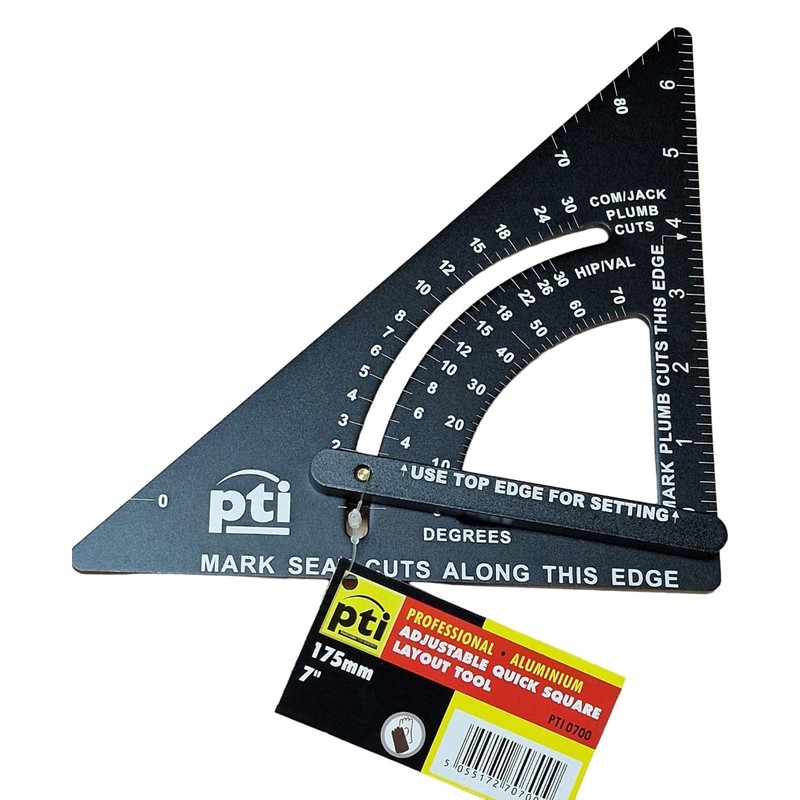 PTI Adjustable Rafter Roofing Square 7-Inch, Aluminum Alloy, Metric &