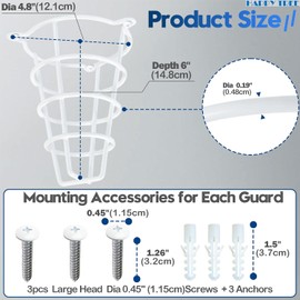 Happy Tree (4 Pack) White Fire Sprinkler Head Guard Cover for Both 1/2" & 3/4" Sprinkler Head 6" Deep Cage