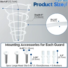 Happy Tree (4 Pack) White Fire Sprinkler Head Guard Cover for Both 1/2" & 3/4" Sprinkler Head 6" Deep Cage