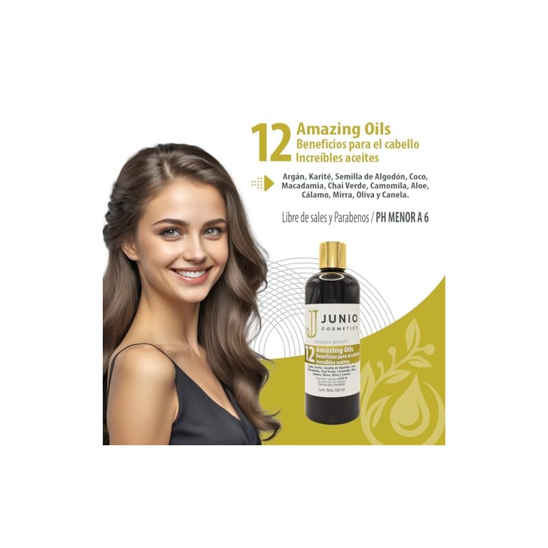 Junio cosmetics tratamiento para cabello seco - 12 aceites para