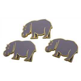 Novel Merk Woodland & Safari Animal – Fox, Giraffe & Other Wildlife Lapel Pin, Hat Pin & Tie Tack Set - with Clutch Back (3- Hippo)