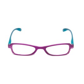 Calabria 837 Womens Metallic Reading Glasses +1.50 Purple Vibrant Crystal Accents Single Power Readers Spring Hinged Hard Case Included