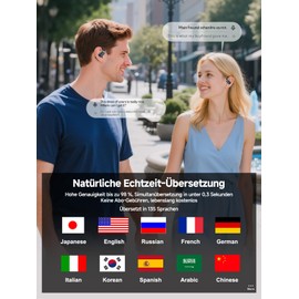 Relxhome AI Headphones Translator, 3-in-1 Translator Earbuds, Bluetooth 5.4 Voice Translator for 134 Languages with App, 60 Hours, 5 Translation Modes Real Time Translator Earphones for Learning