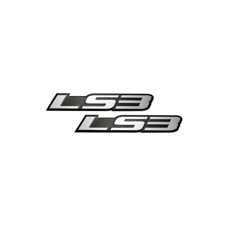 ERPART LS3 Embossed Silver on Black Real Aluminum Auto Emblem