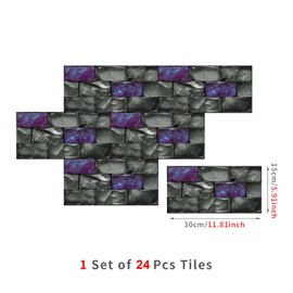 TUOKING 24-Pack Peel and Stick Wall Stickers Waterproof PVC Wallpaper for Kitchen 11.8”x5.9”Subway Tile Self-Adhesive Removable Stick on Bathroom